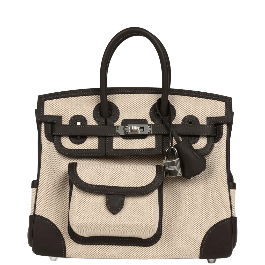 Hermès Birkin 25 Cargo Ecru-Beige Toile H Canvas and Bai Brun Swift Palladium Hardware