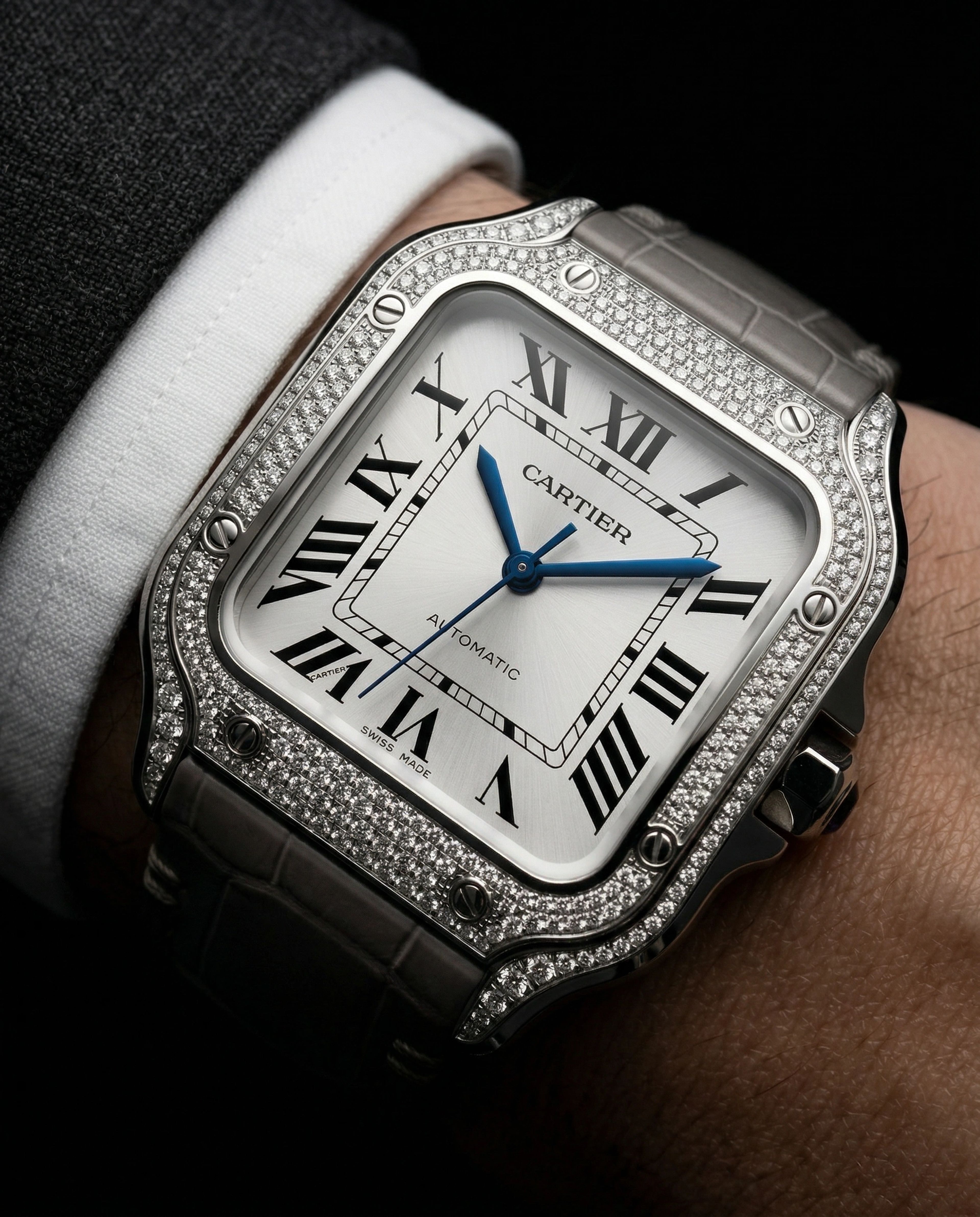 Cartier Santos de Cartier Medium White Gold Diamond