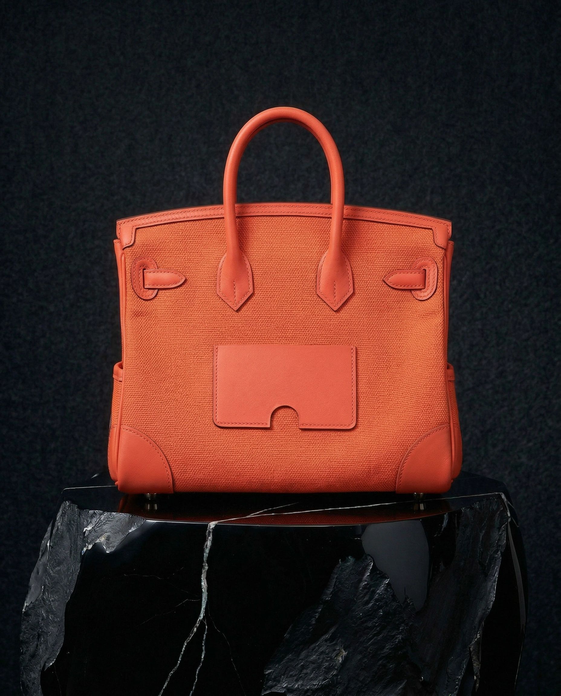 Hermès Birkin Cargo 25 Toile Goeland / Swift Orange Field