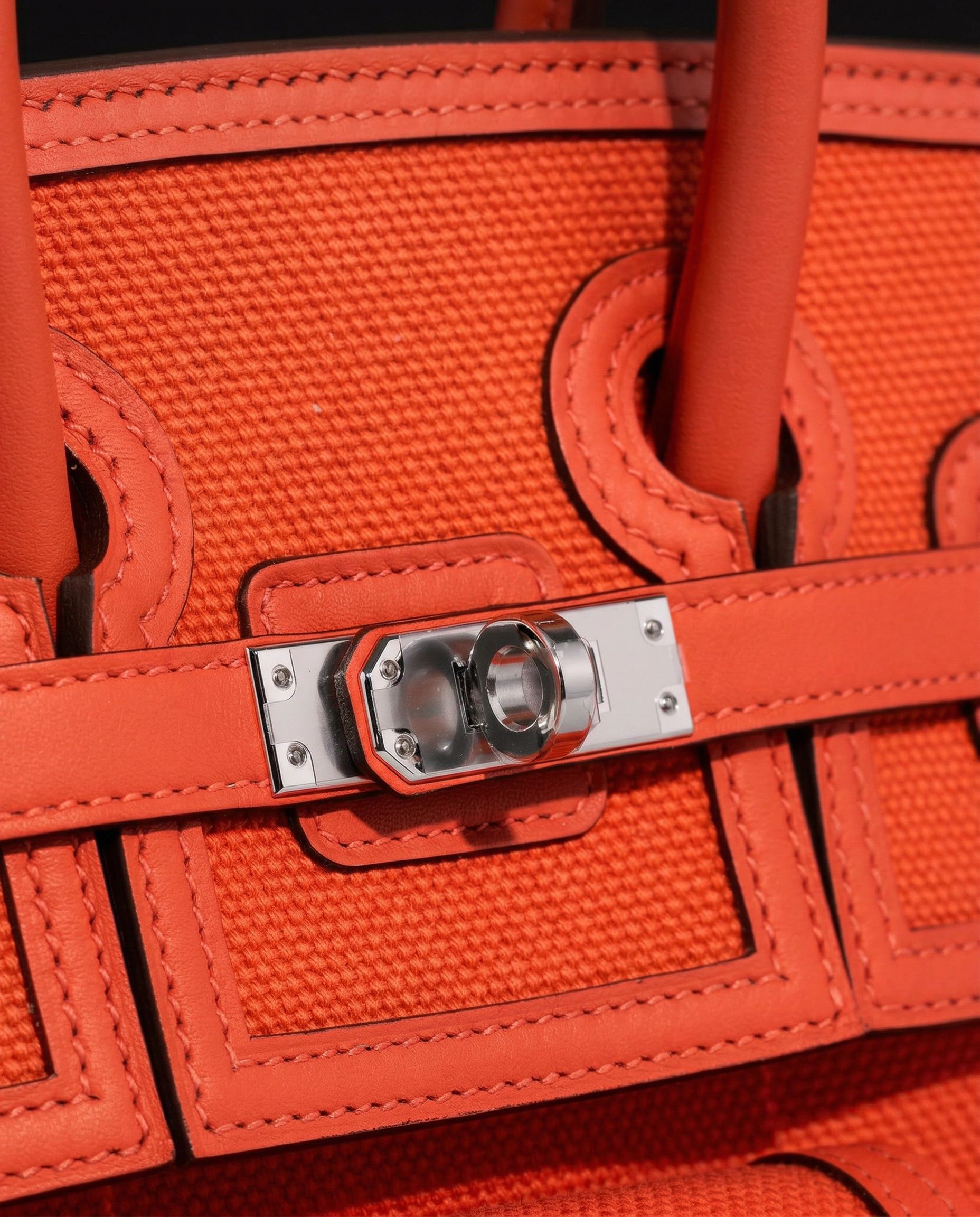 Hermès Birkin Cargo 25 Toile Goeland / Swift Orange Field