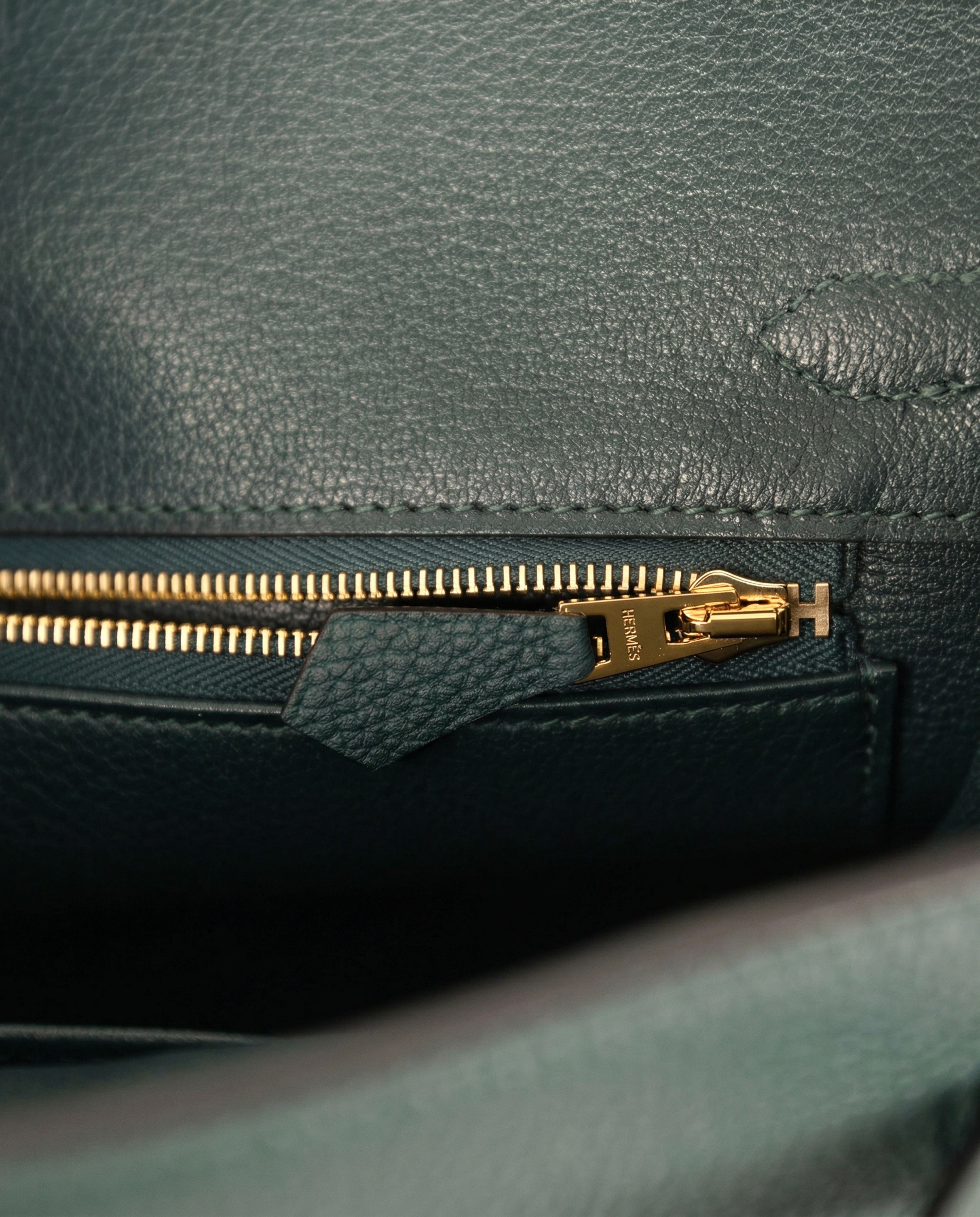 Hermès Birkin 25 Vert Cypress Togo and Matte Alligator Touch Gold Hardware