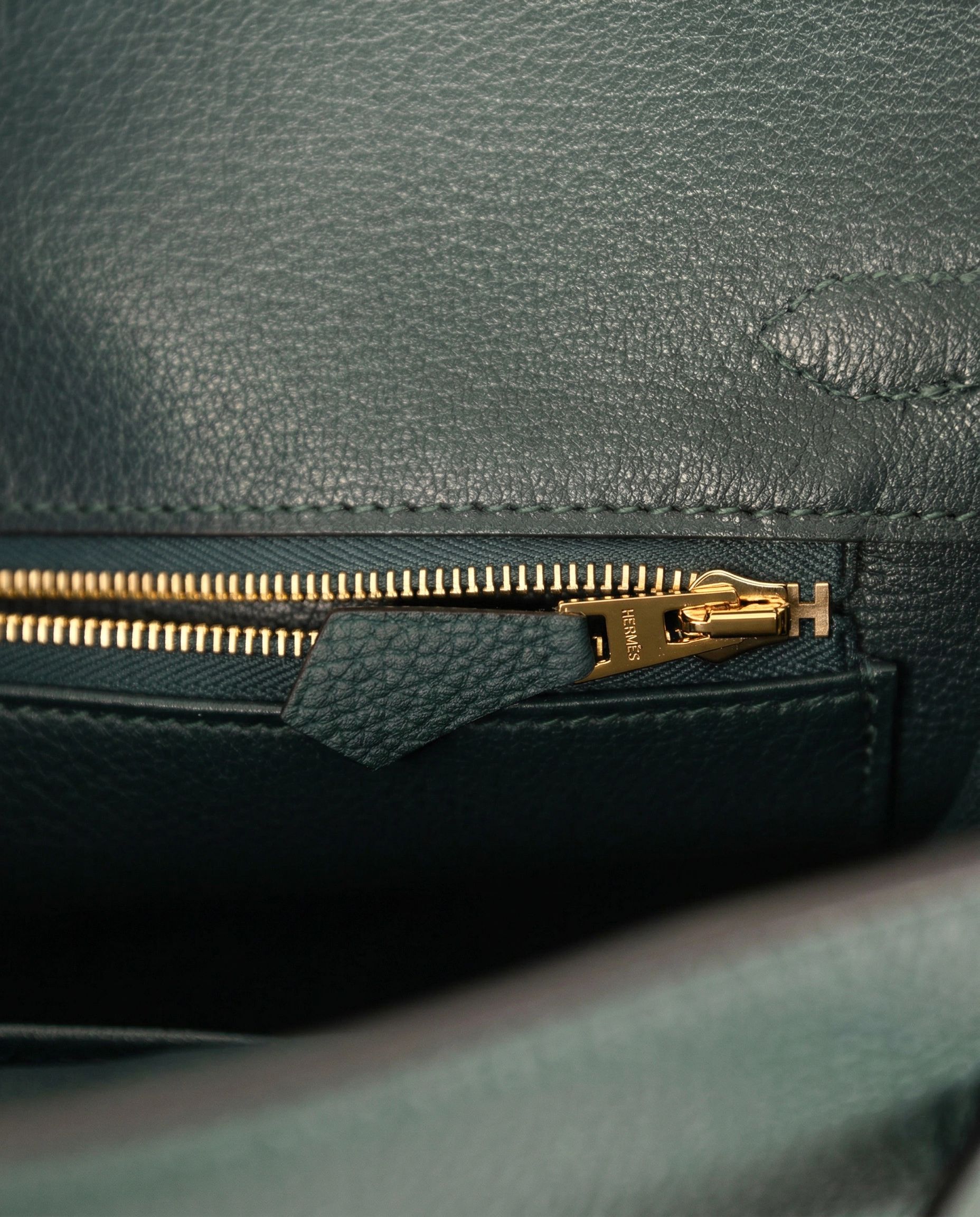 Hermès Birkin 25 Vert Cypress Togo and Matte Alligator Touch Gold Hardware