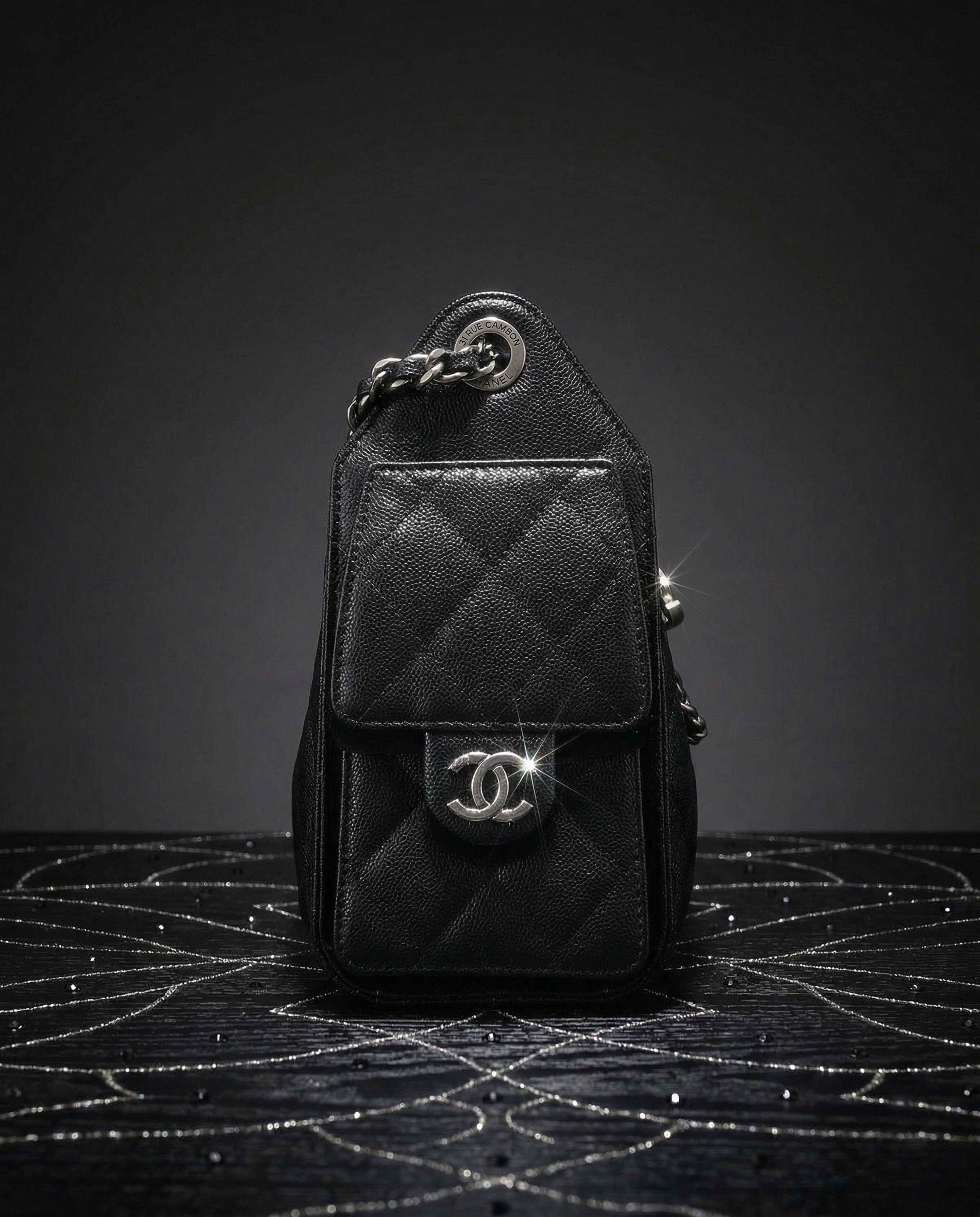 Chanel 25 Hobo Bag Mini Caviar Black Palladium Hardware