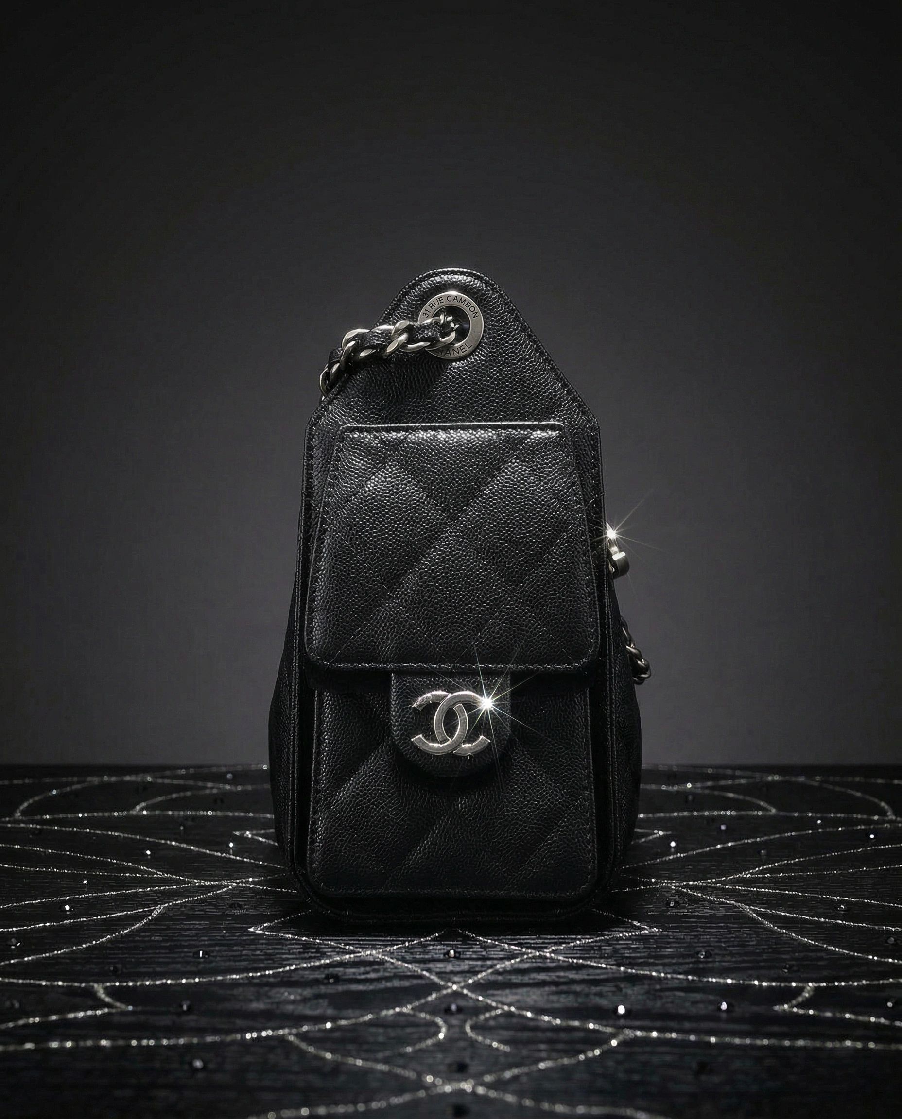 Chanel 25 Hobo Bag Mini Caviar Black Palladium Hardware