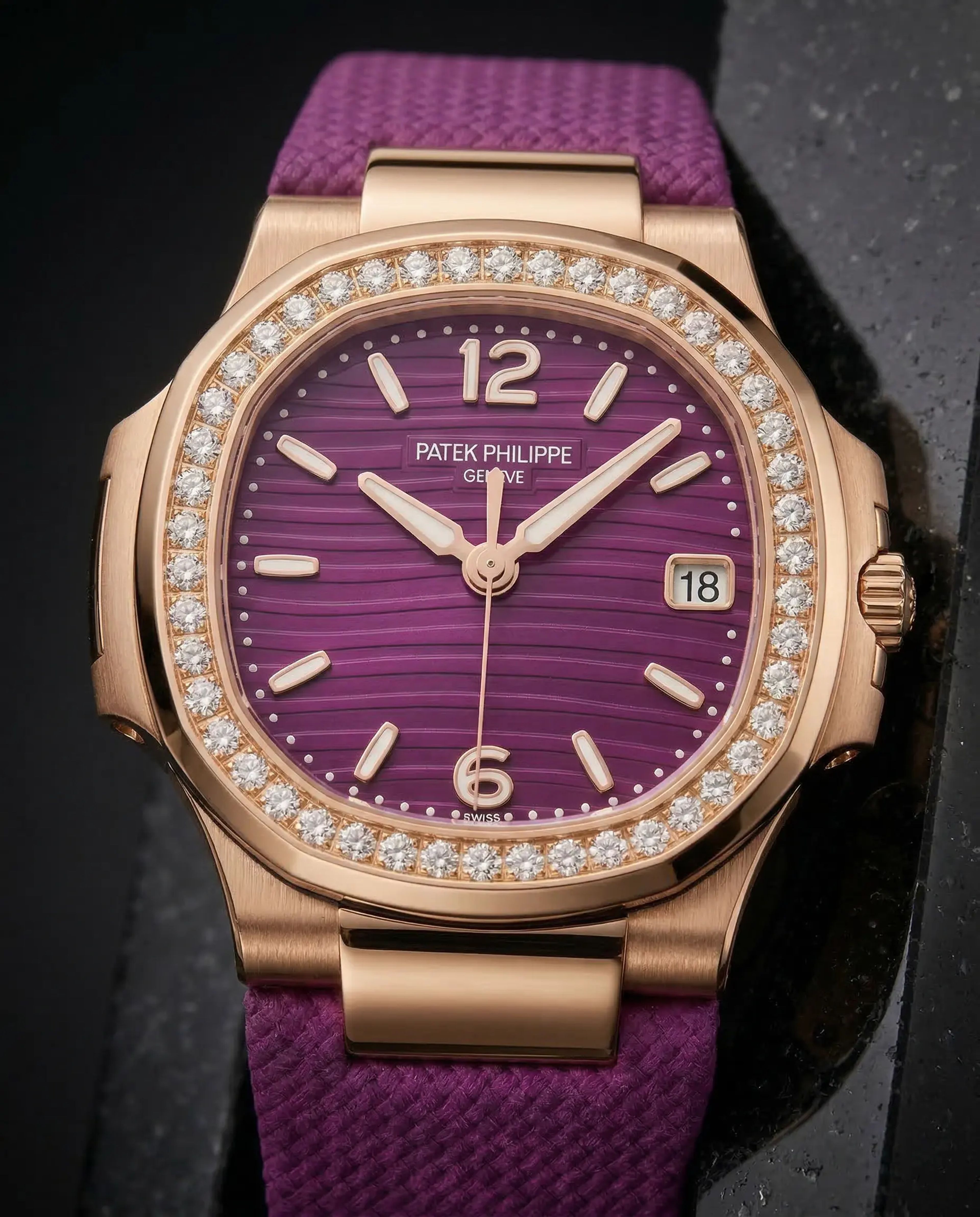 Patek Philippe Nautilus Ladies Rose Gold Purple Dial