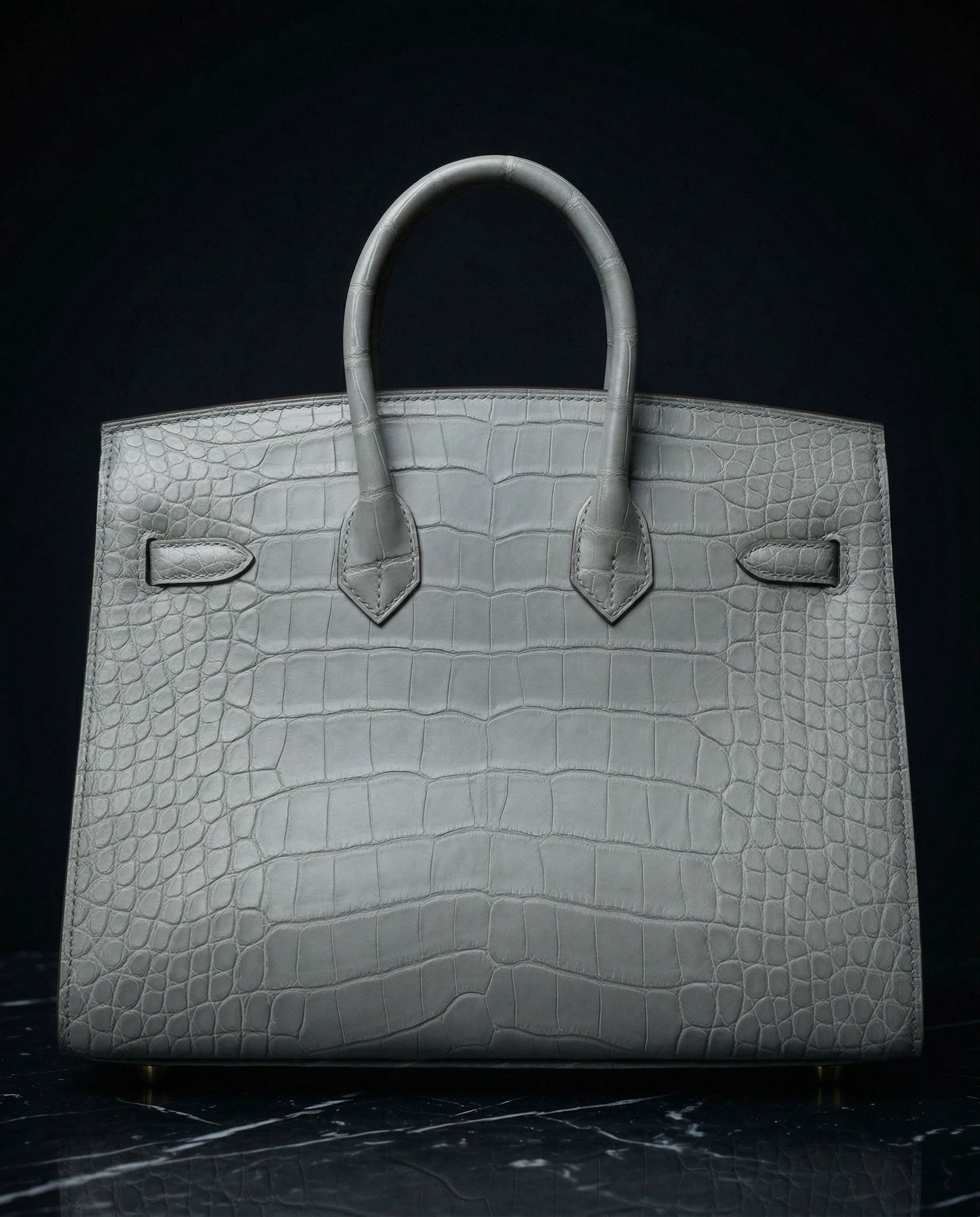 Hermès Birkin Sellier 25 Gris Ciment Matte Alligator Gold Hardware