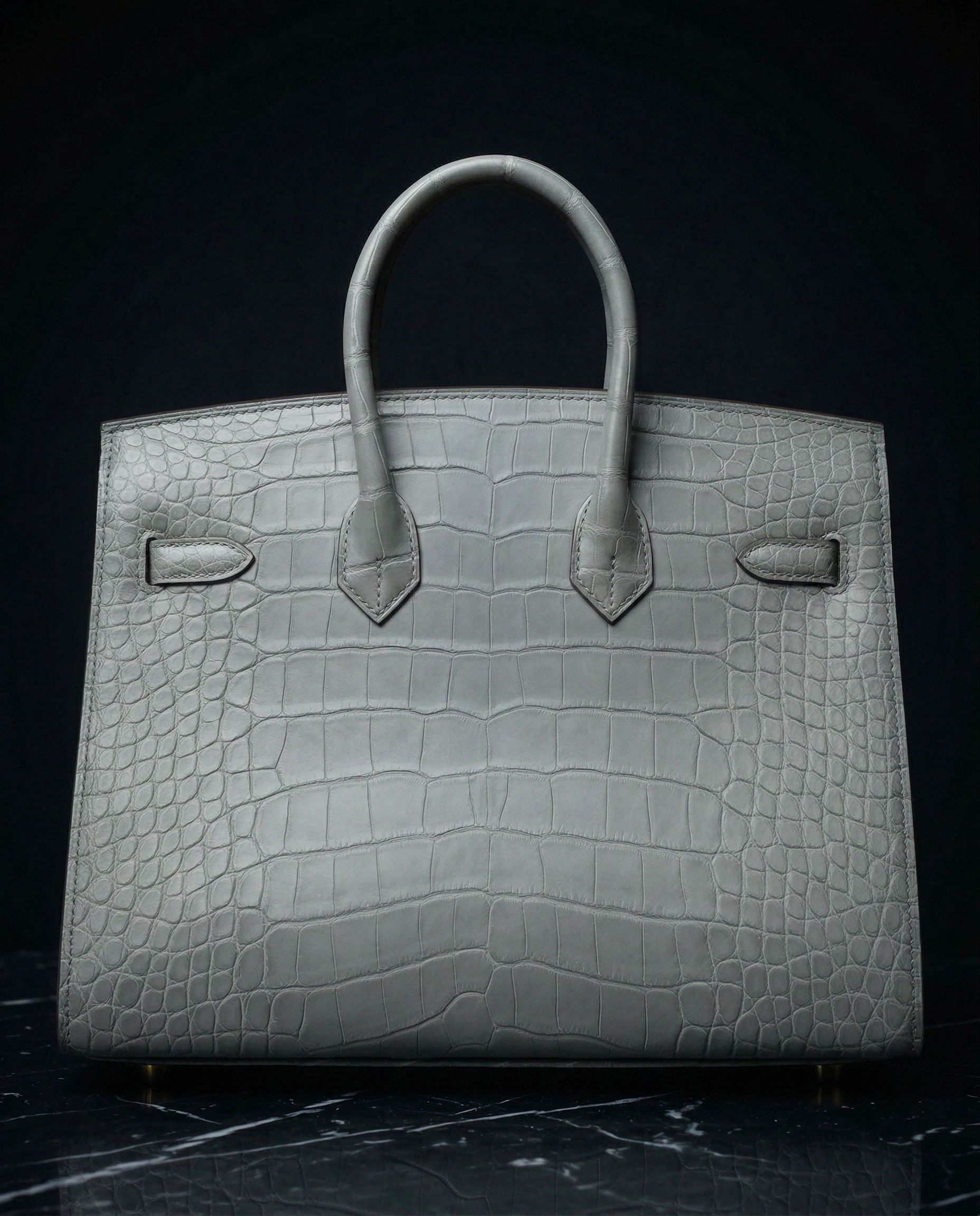 Hermès Birkin Sellier 25 Gris Ciment Matte Alligator Gold Hardware