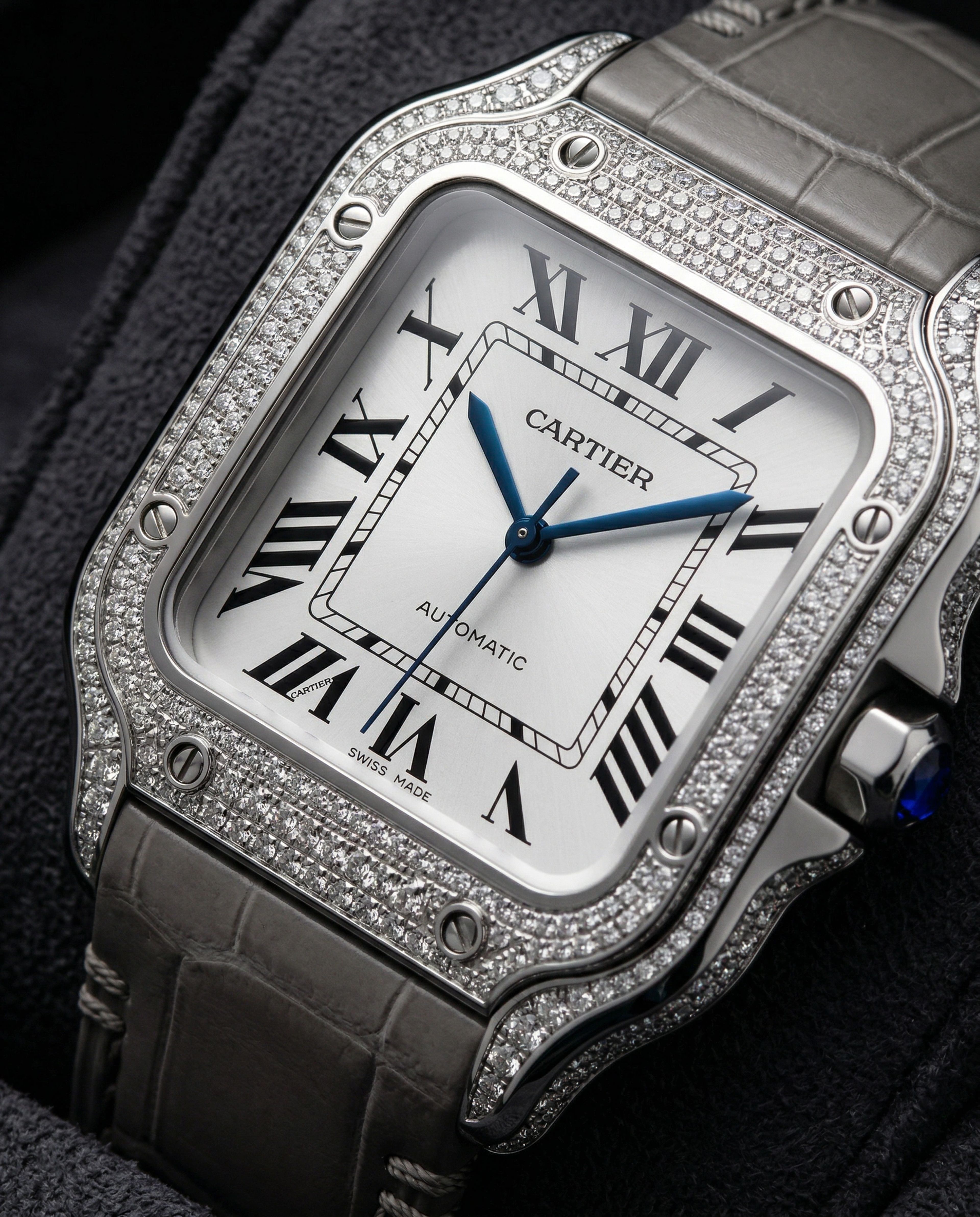 Cartier Santos de Cartier Medium White Gold Diamond