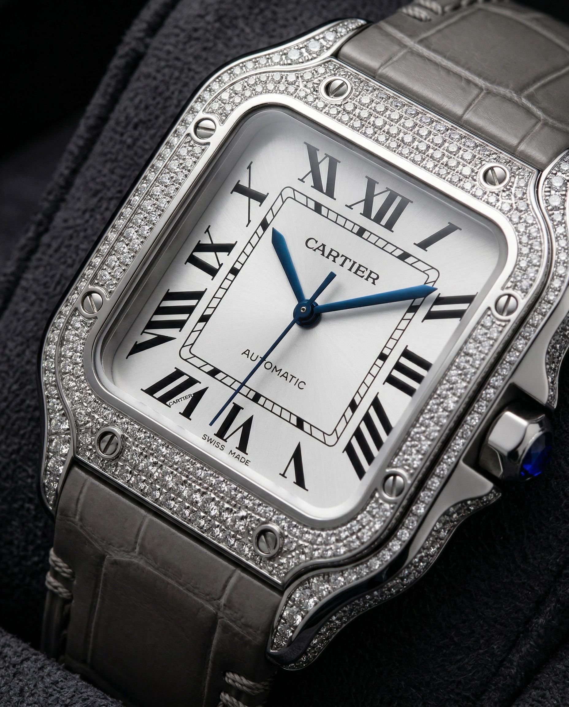 Cartier Santos de Cartier Medium White Gold Diamond