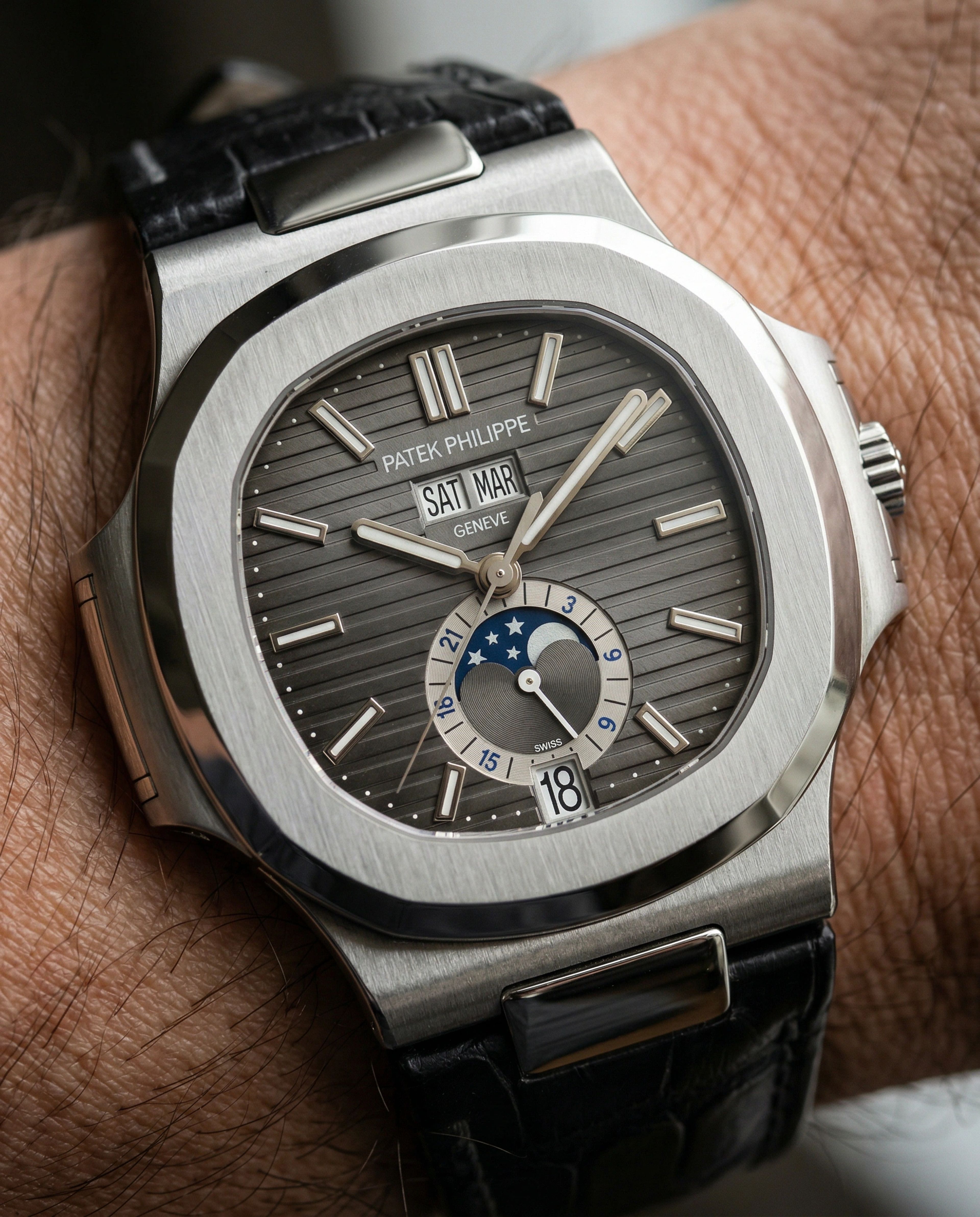 Patek Philippe Nautilus Annual Calendar Moonphase Steel Strap