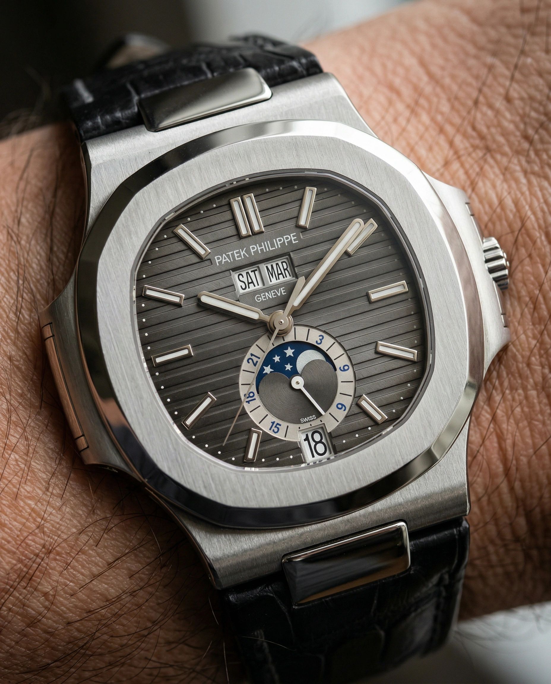 Patek Philippe Nautilus Annual Calendar Moonphase Steel Strap