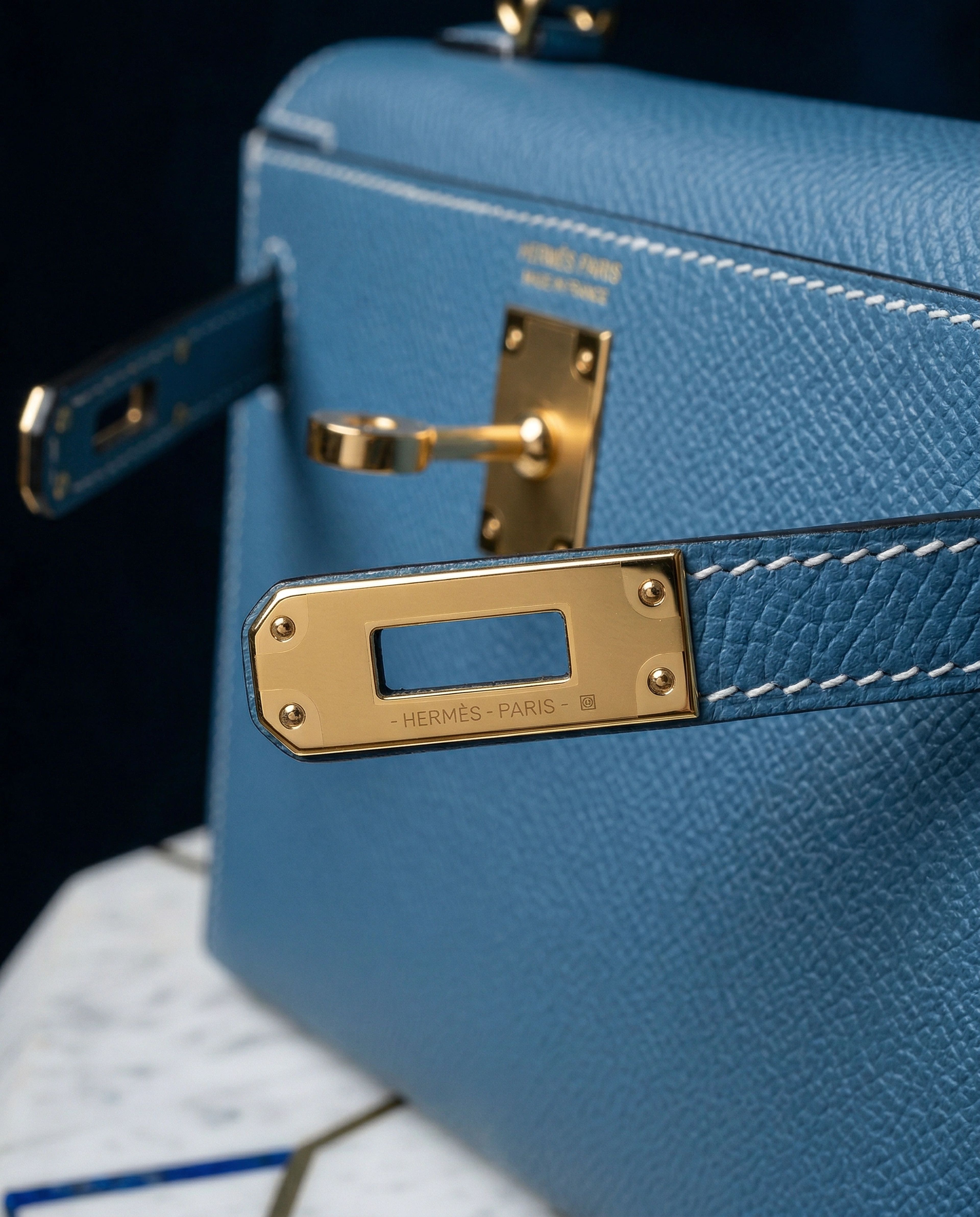 Hermès Mini Kelly 20 New Blue Jean with Gold Hardware
