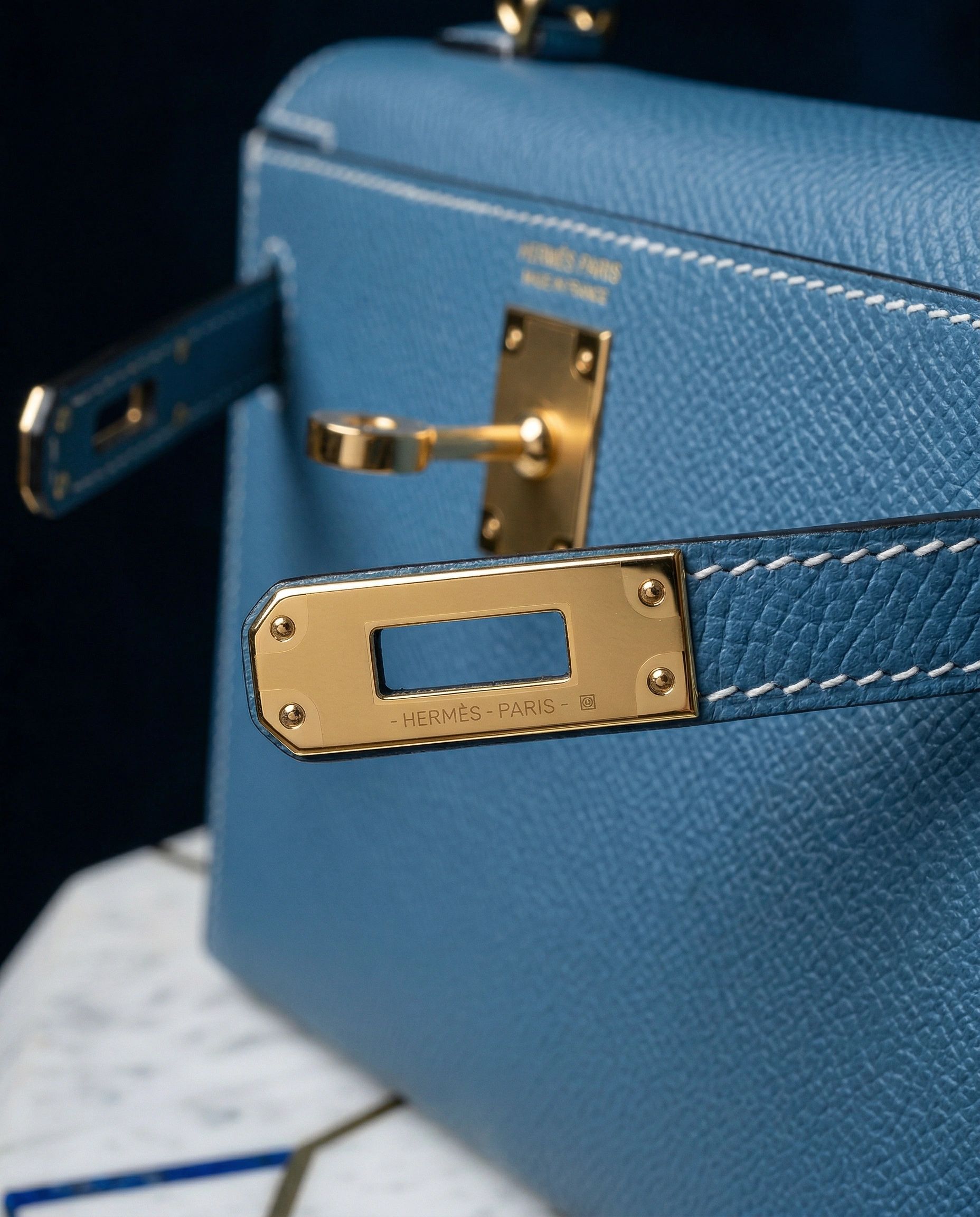 Hermès Mini Kelly 20 New Blue Jean with Gold Hardware