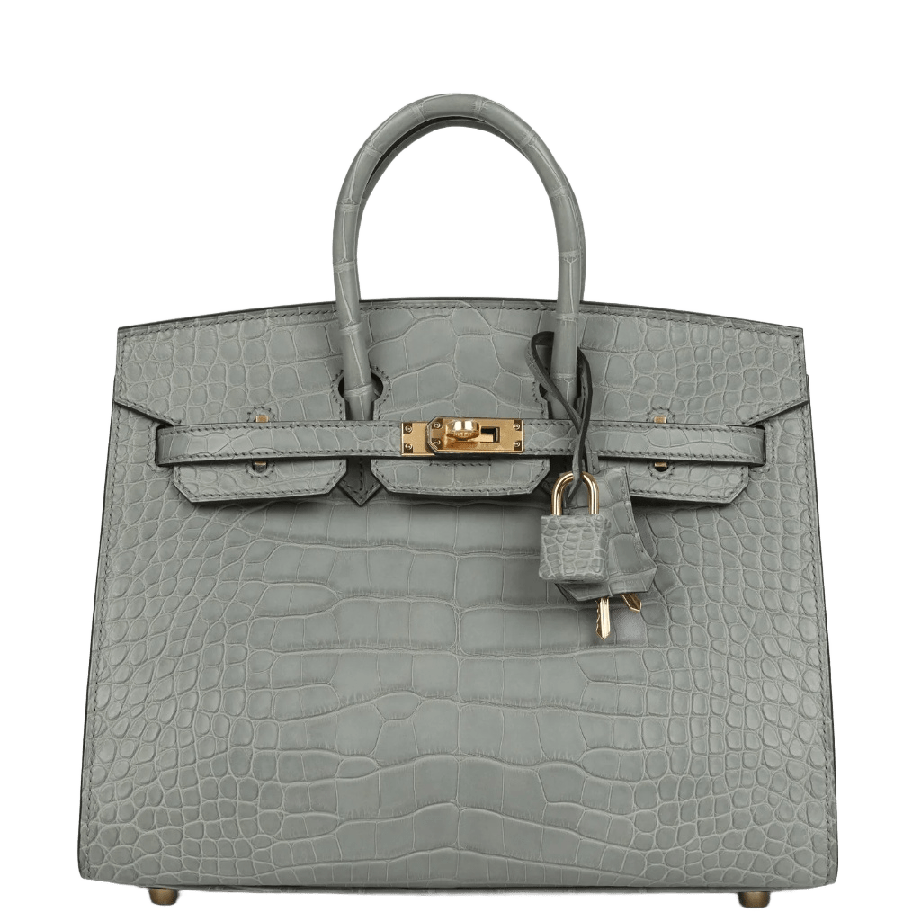 Hermès Birkin Sellier 25 Gris Ciment Matte Alligator Gold Hardware