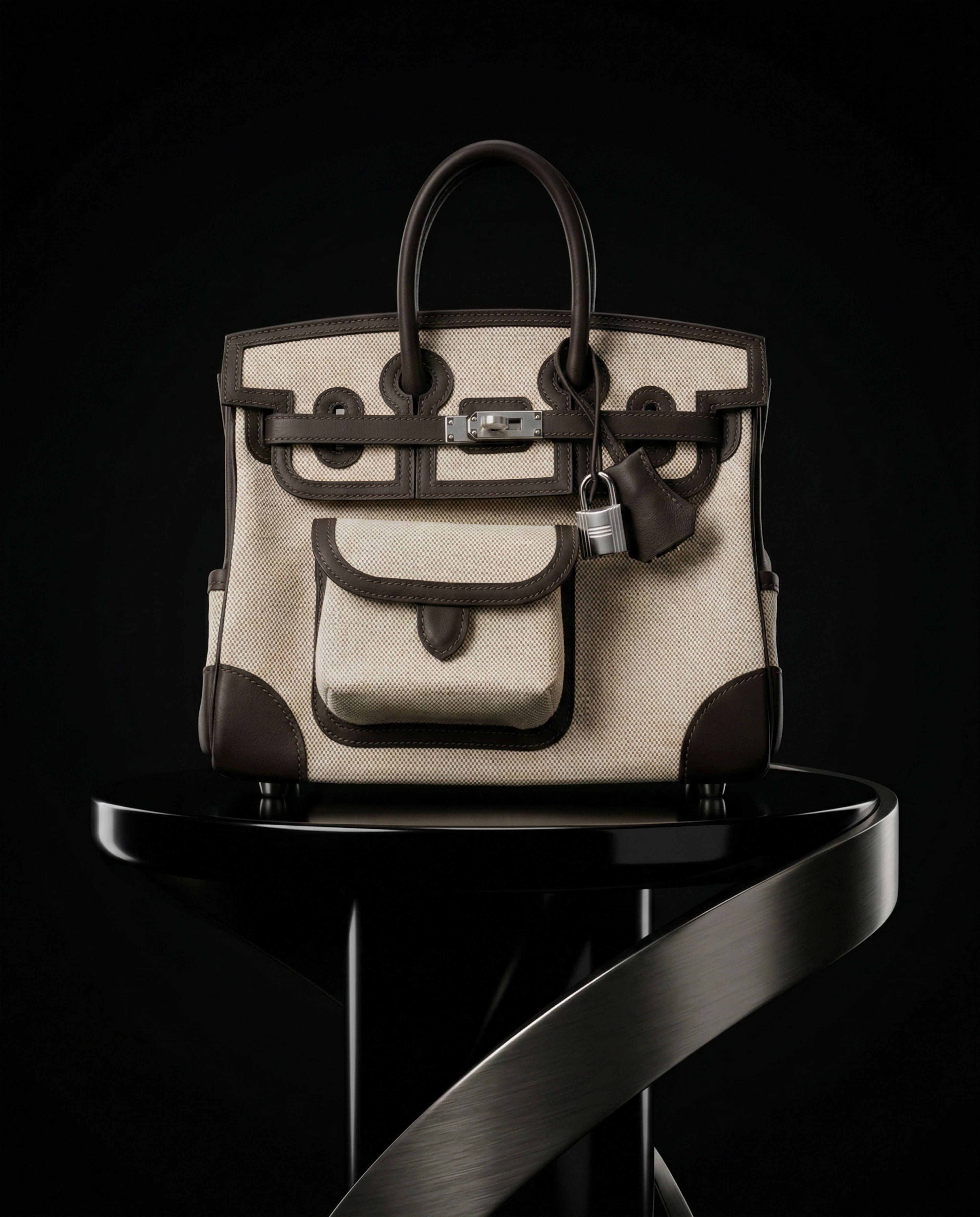 Hermès Birkin 25 Cargo Ecru-Beige Toile H Canvas and Bai Brun Swift Palladium Hardware