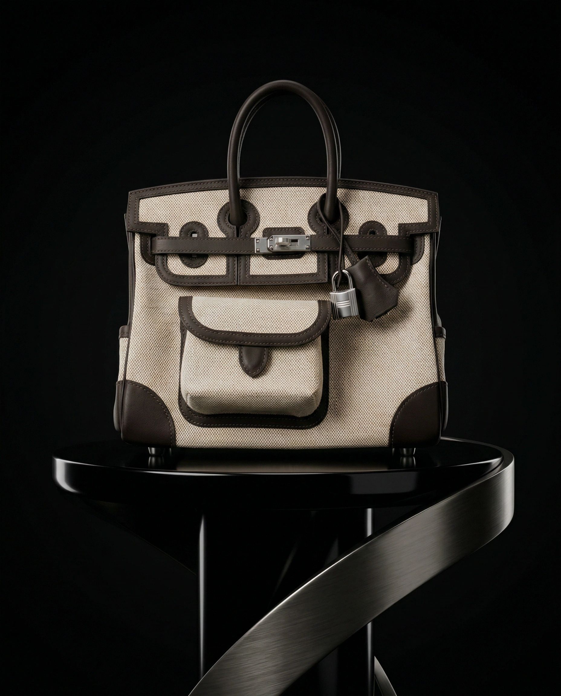 Hermès Birkin 25 Cargo Ecru-Beige Toile H Canvas and Bai Brun Swift Palladium Hardware