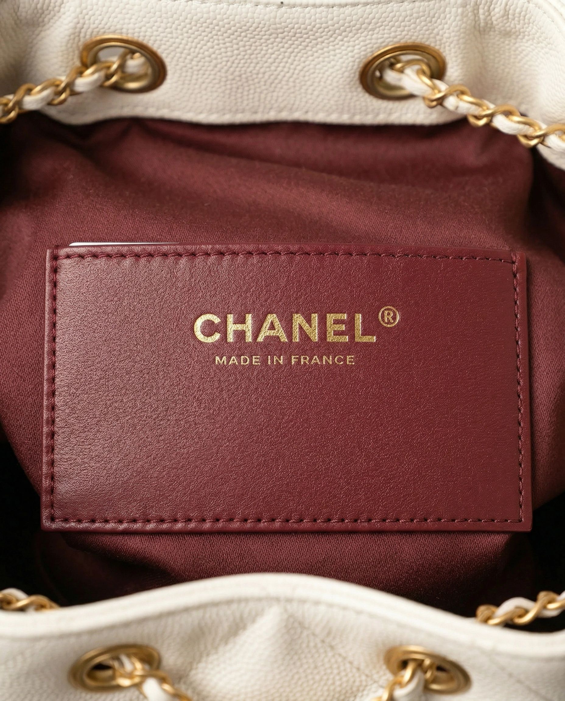Chanel Small 25 Hobo Bag White Caviar Antique Gold Hardware