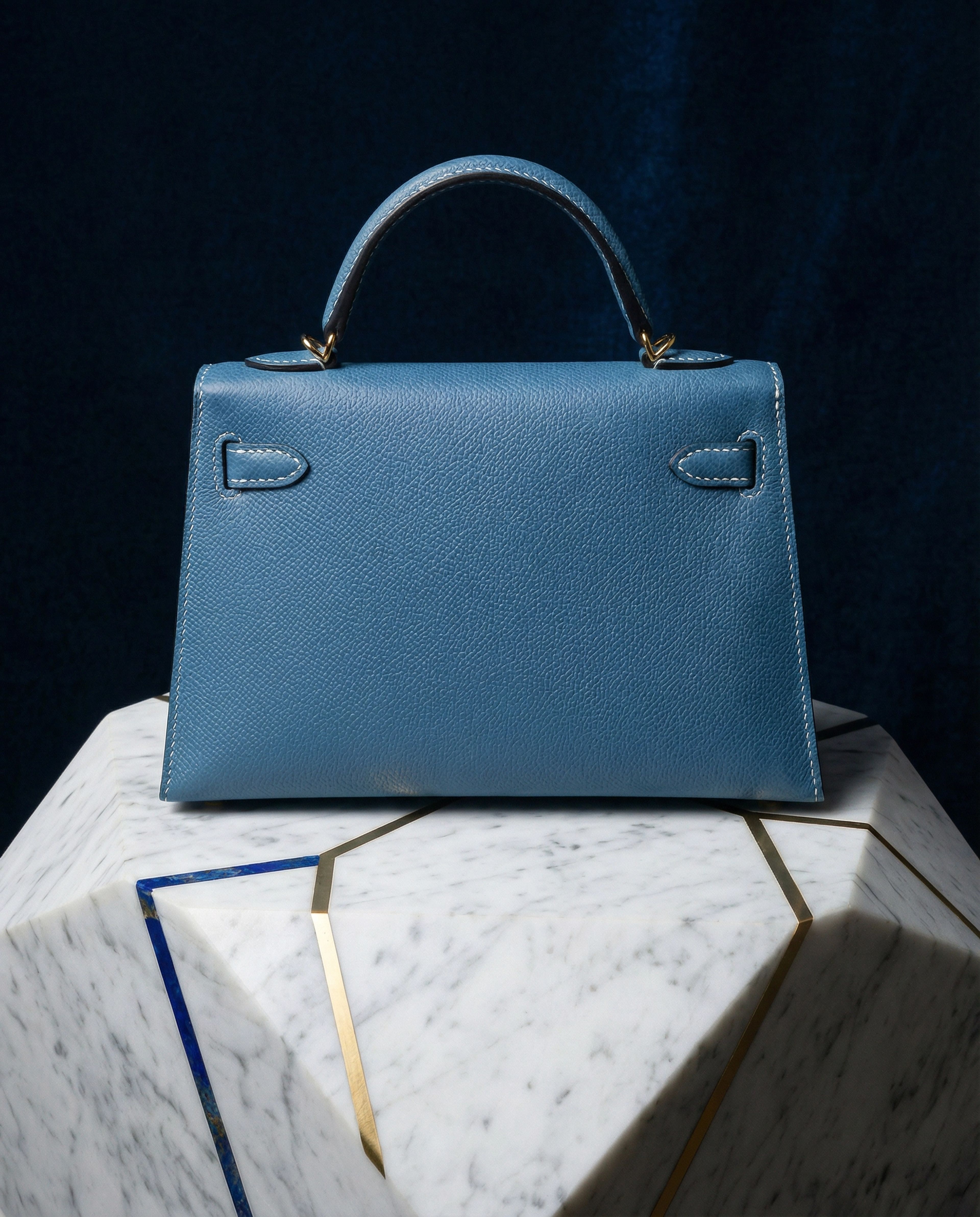 Hermès Mini Kelly 20 New Blue Jean with Gold Hardware