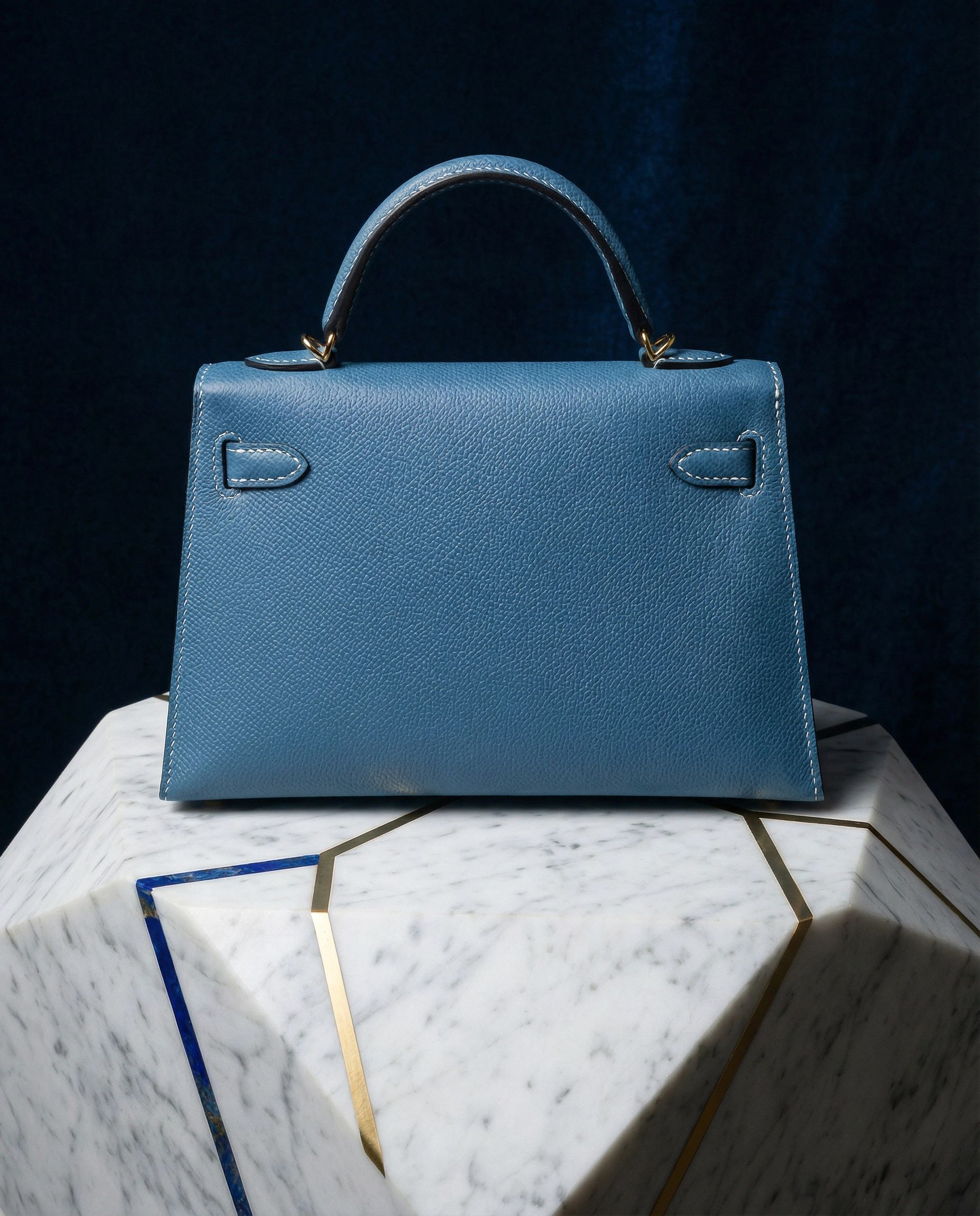 Hermès Mini Kelly 20 New Blue Jean with Gold Hardware