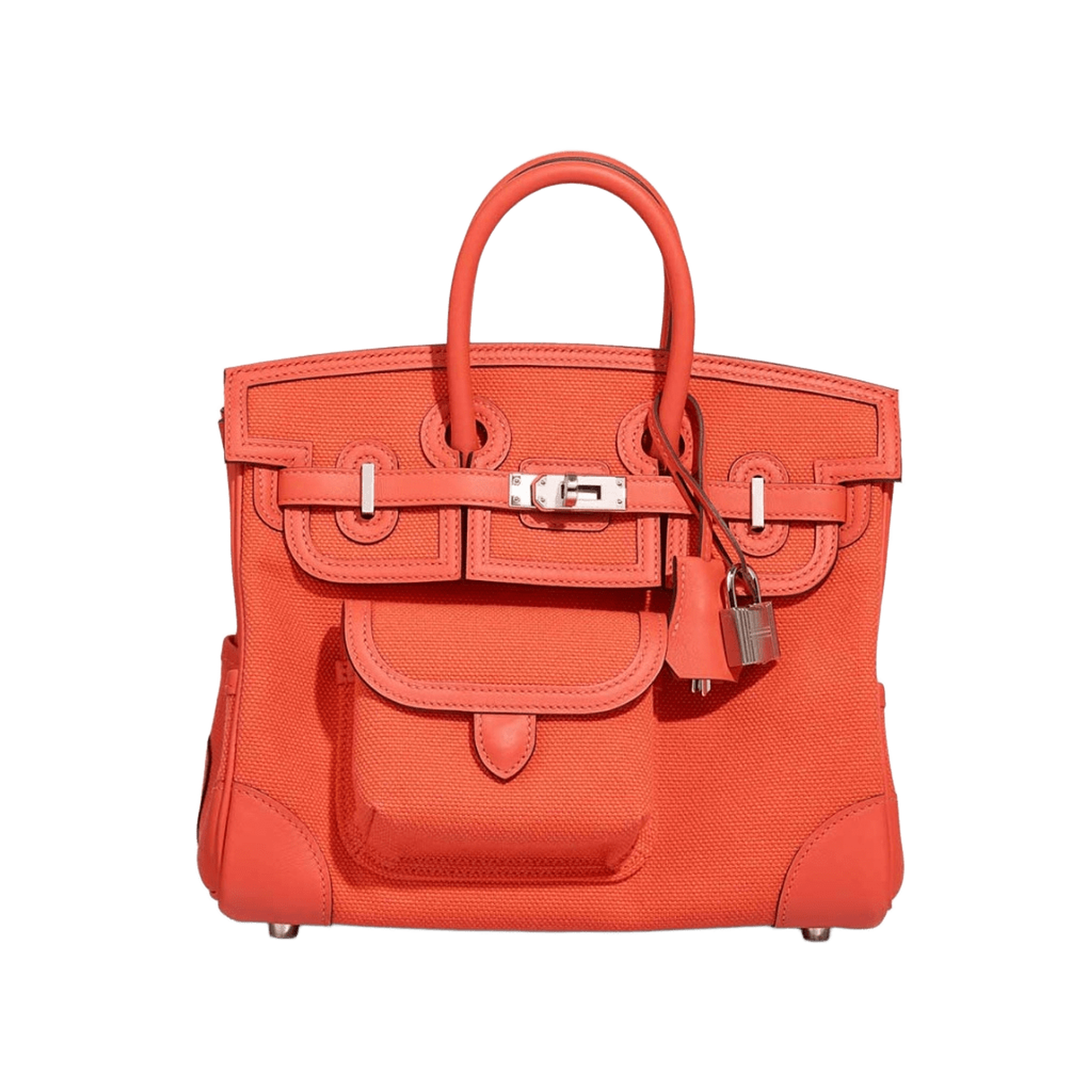 Hermès Birkin Cargo 25 Toile Goeland / Swift Orange Field