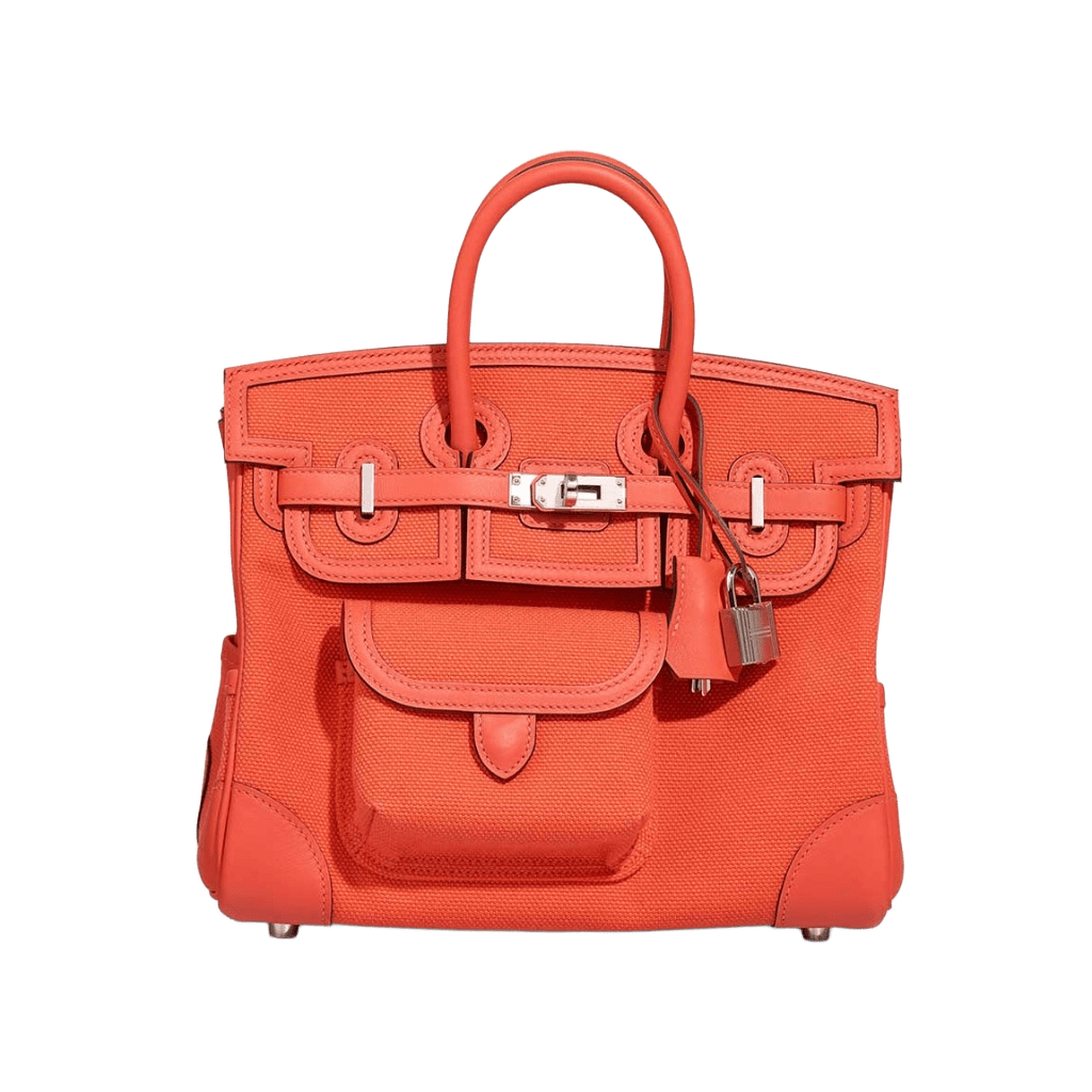 Hermès Birkin Cargo 25 Toile Goeland / Swift Orange Field