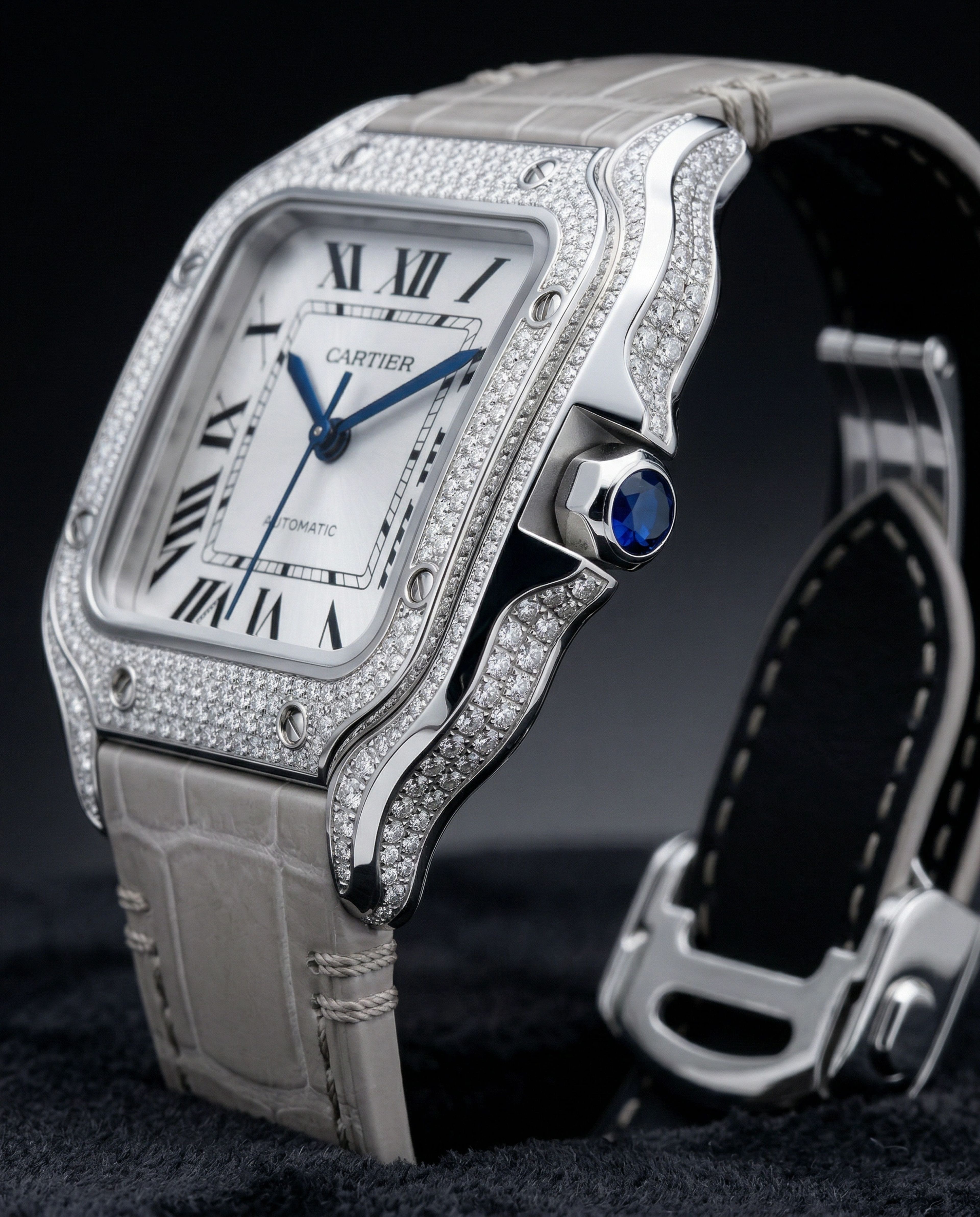 Cartier Santos de Cartier Medium White Gold Diamond