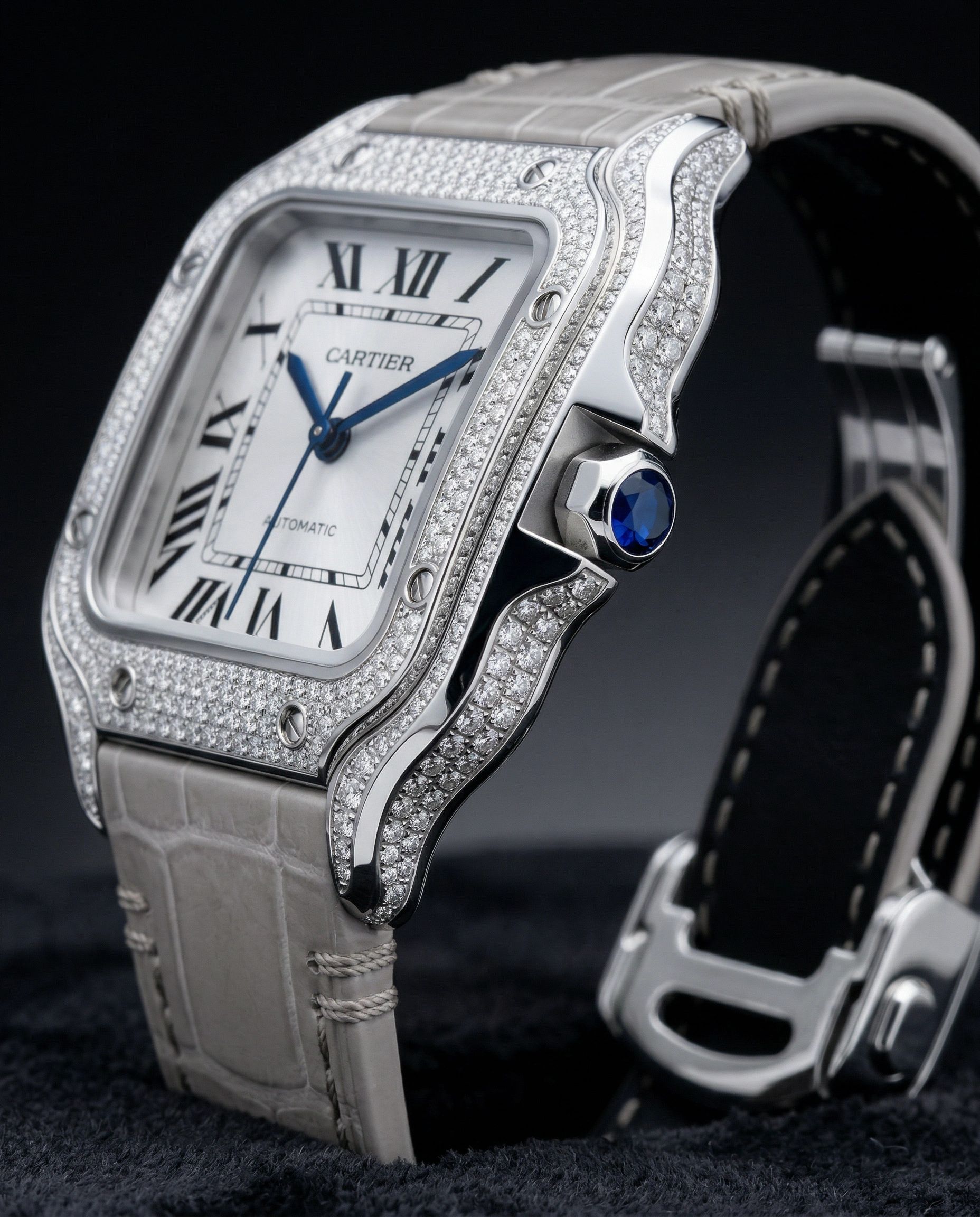 Cartier Santos de Cartier Medium White Gold Diamond
