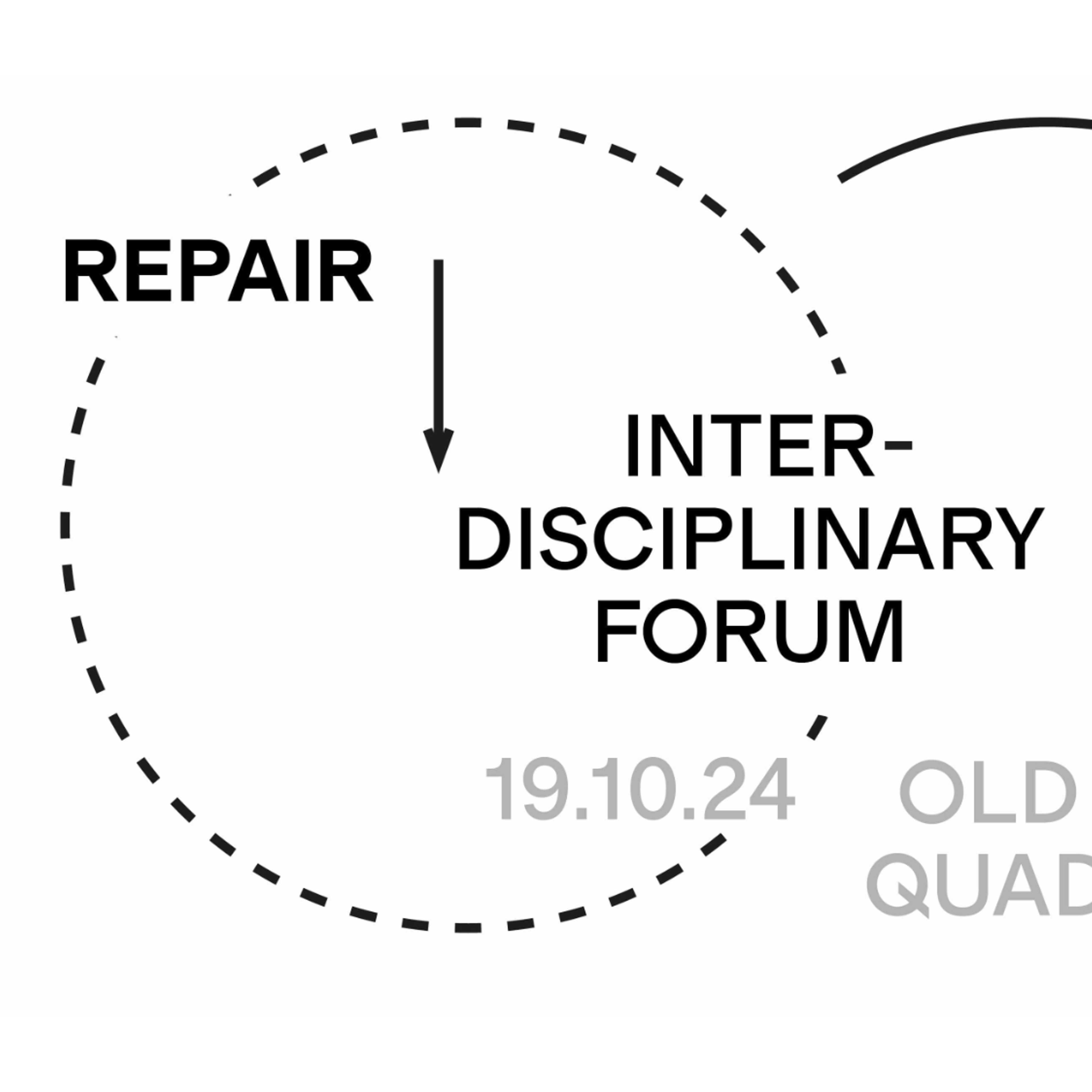 A graphic image of two circles with the words Repair Interdisciplinary Forum