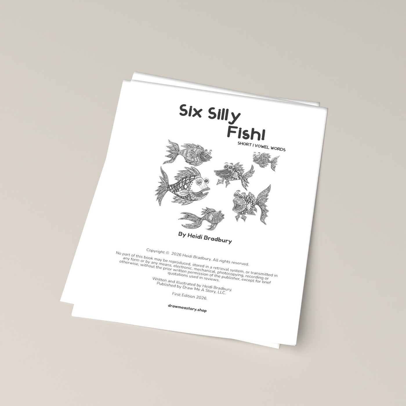 Six Silly Fish print at home pages