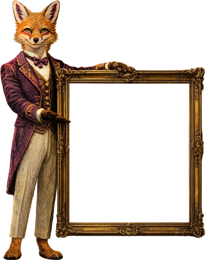 The Notable Fox holding a frame