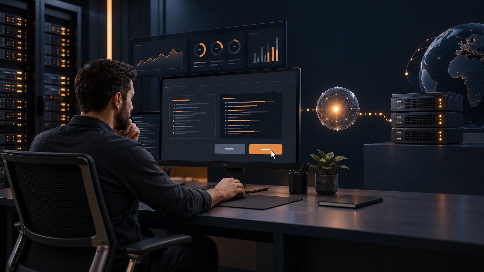 System administrator reviewing an AI-assisted change for a virtual private server