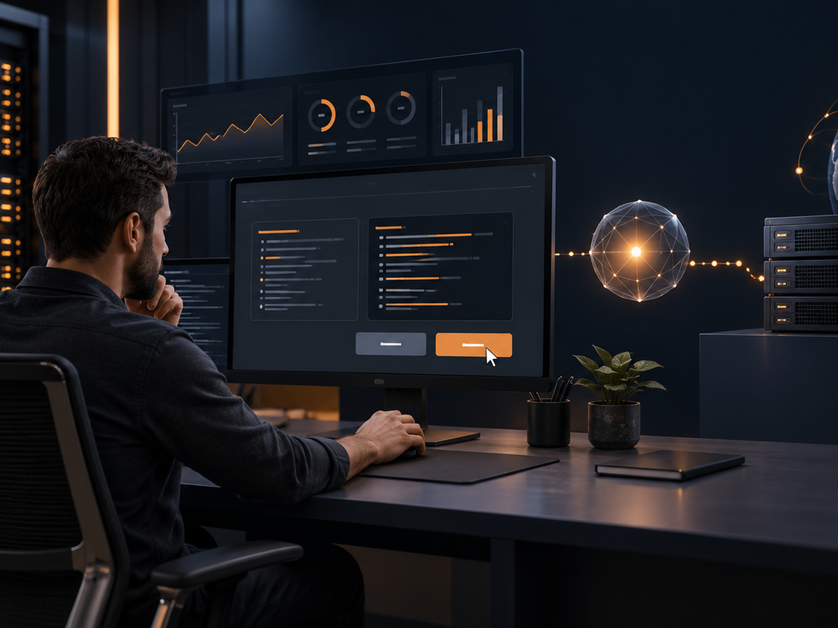 System administrator reviewing an AI-assisted change for a virtual private server