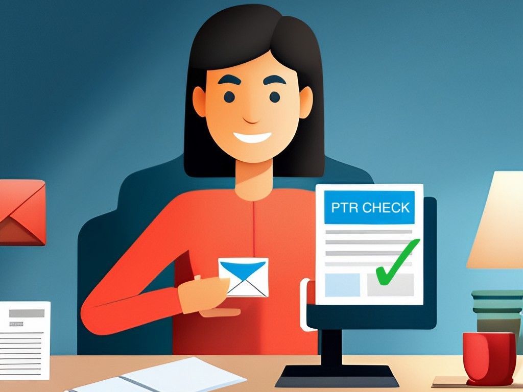 Lady showing an envelope and a completed PTR Check document