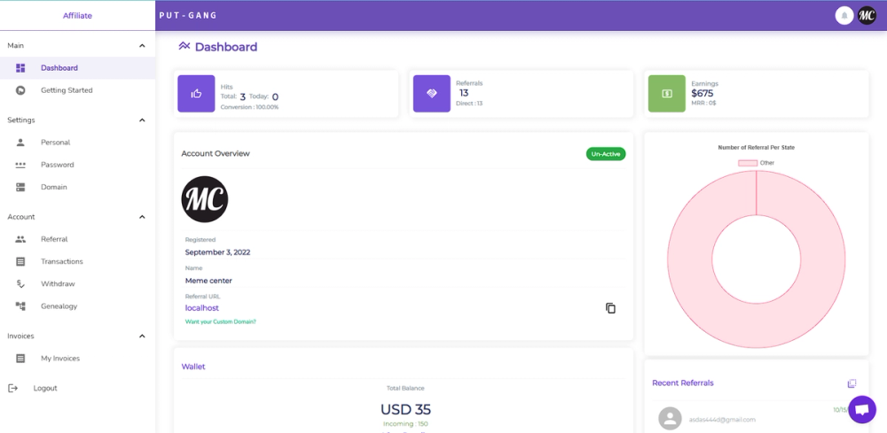 Putgang screen 1 of 5