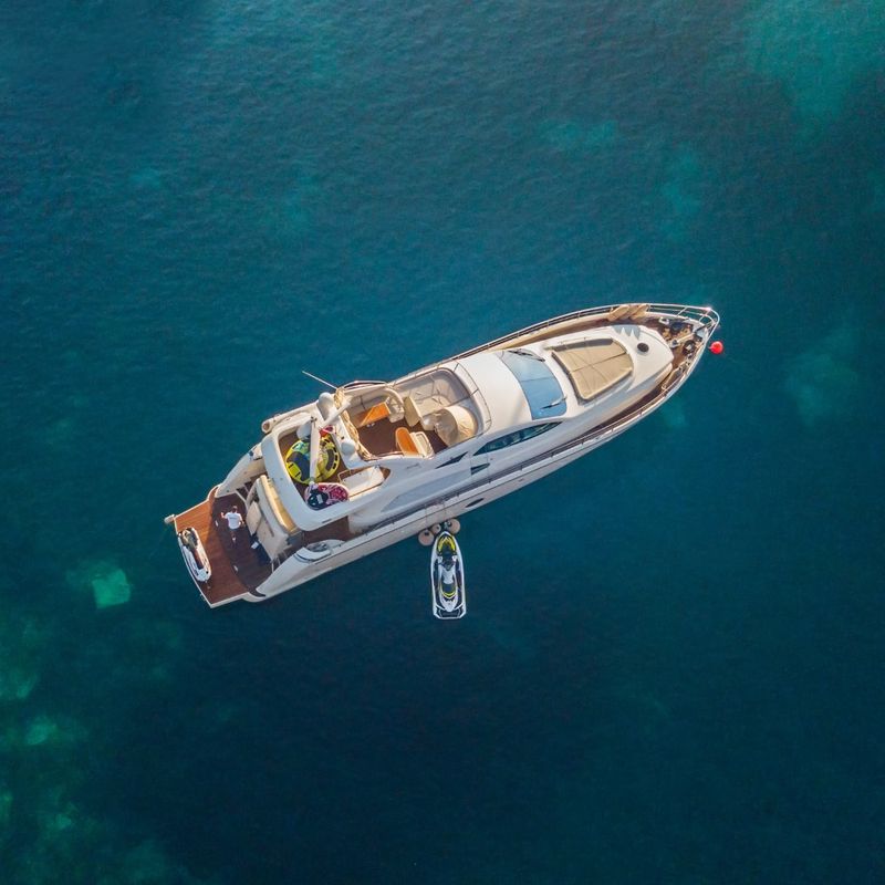 Aerial View of Luxury Motor Yacht 