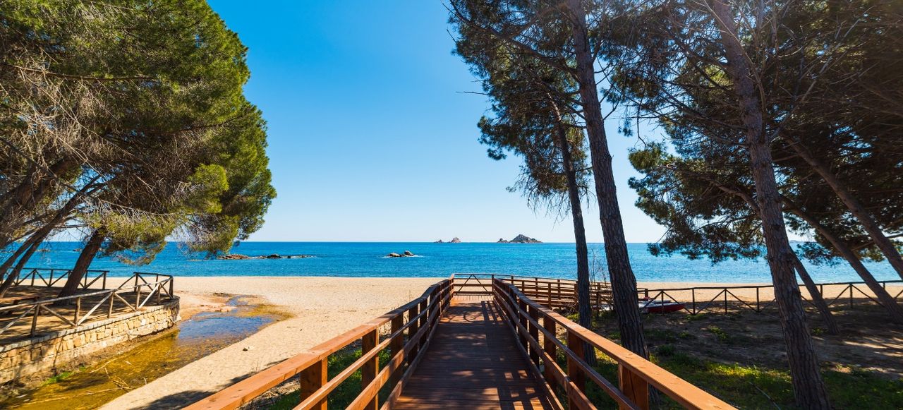 Wooden boardwalk in Santa Maria Navarrese