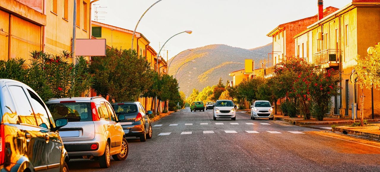 Road in Teulada in Sardinia, Italy at Dusk