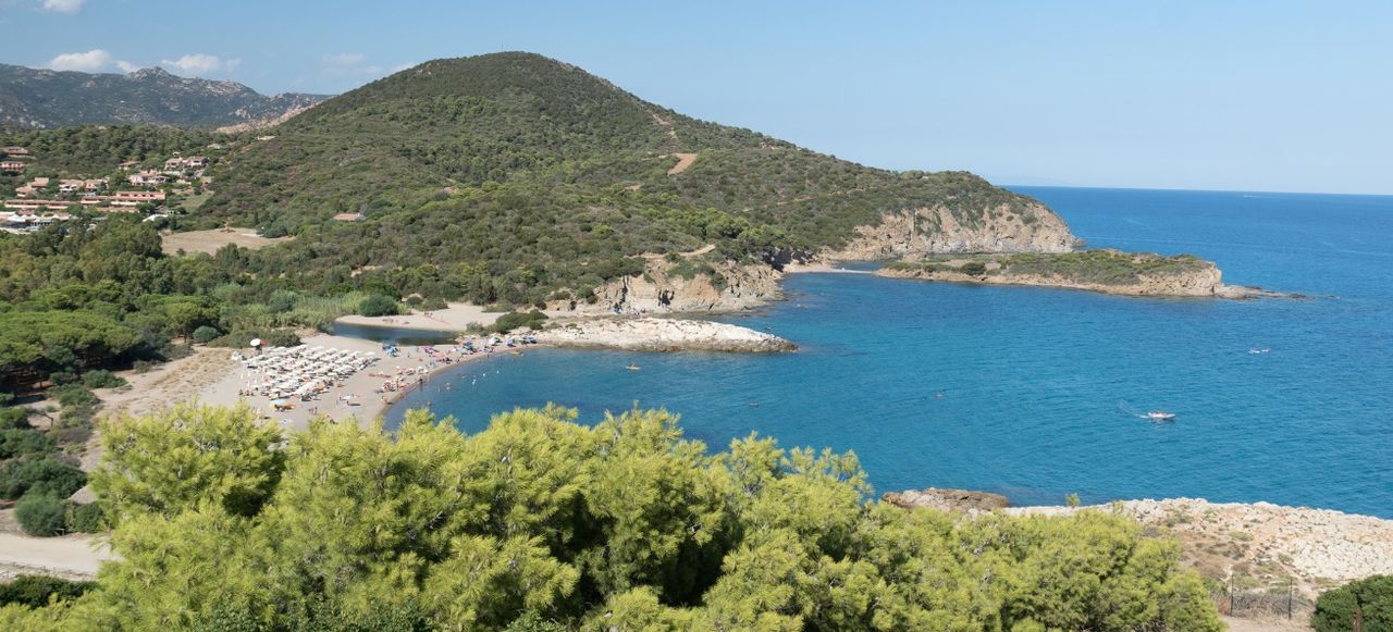 Su Portu beach in Chia, Sardinia, Italy