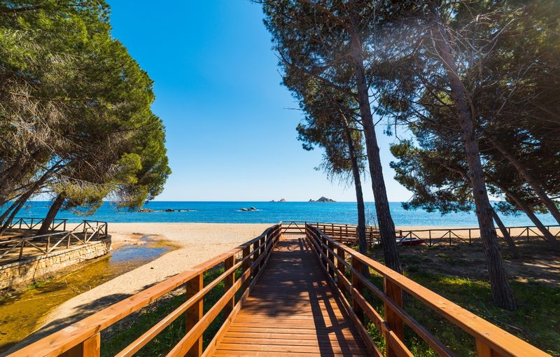 Wooden boardwalk in Santa Maria Navarrese