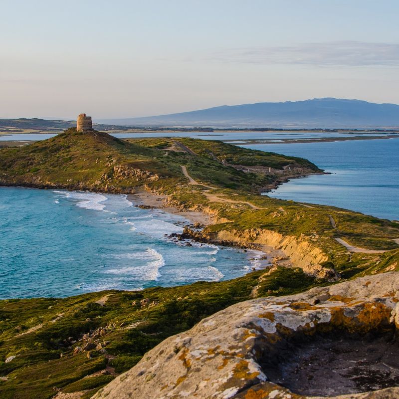 Sunset in San Giovanni di Sinis, Sardinia, Italy.