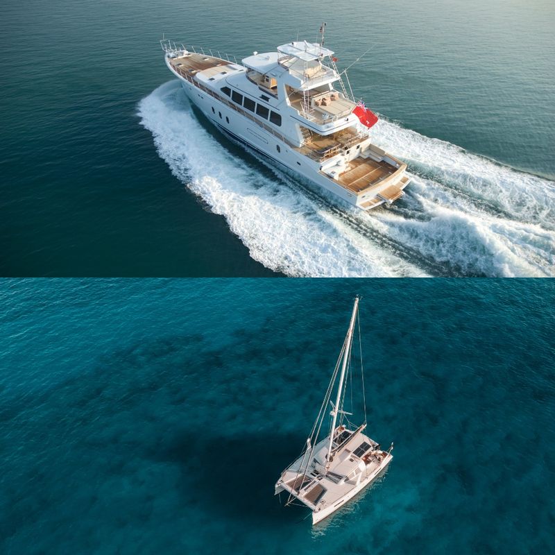 Catamaran & Motor Yacht, side by side