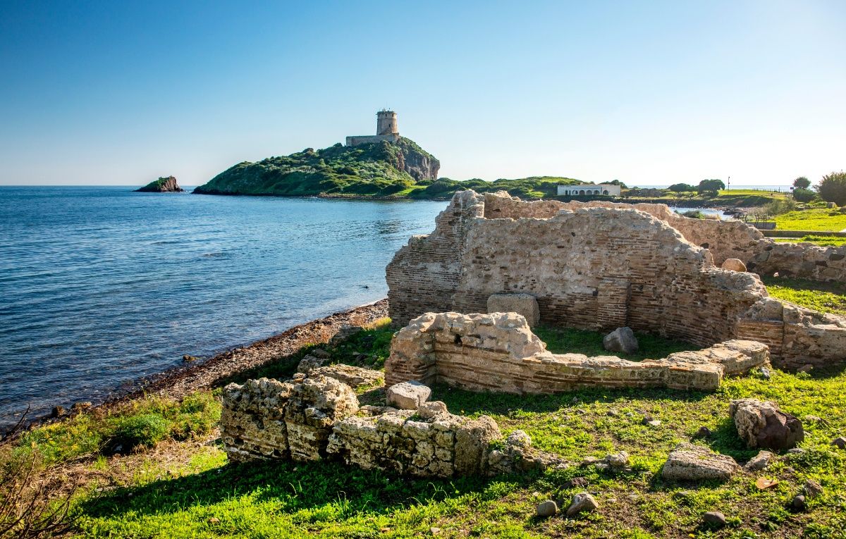 Archaeological site of Nora and Torre del Coltellazzo tower, Nora, Pula, Sardinia, Italy