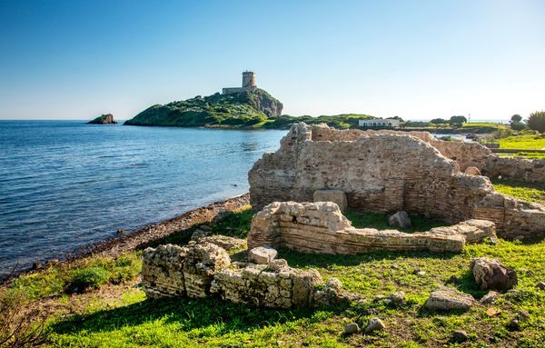 Archaeological site of Nora and Torre del Coltellazzo tower, Nora, Pula, Sardinia, Italy