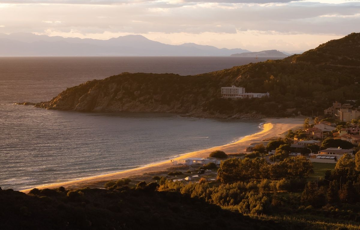 Touristic Town on the Sea Coast. Solanas, Sardinia, Italy.