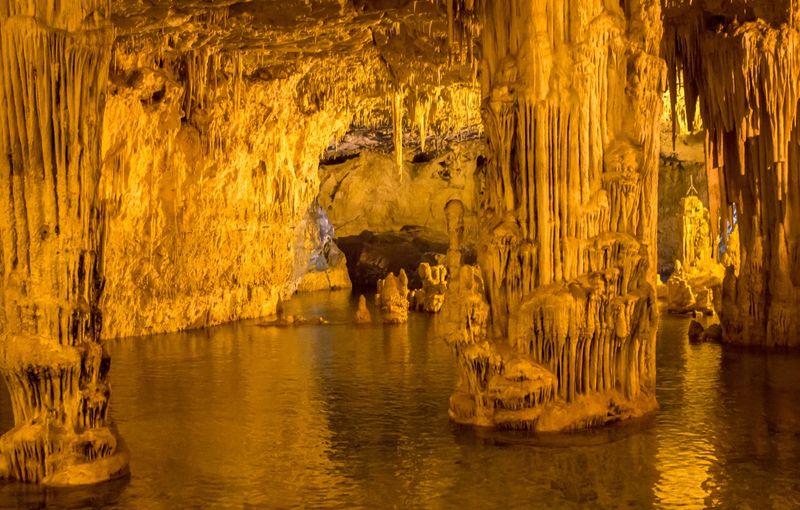 Scenic view of Neptune's Grotto, Sardinia, Italy