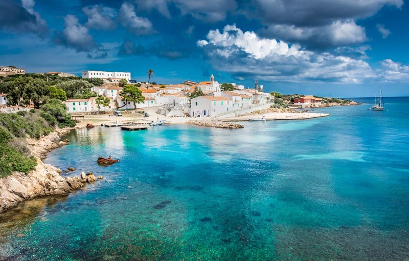 Beautiful town and beach of Cala d'Oliva in Asinara island, Sardinia