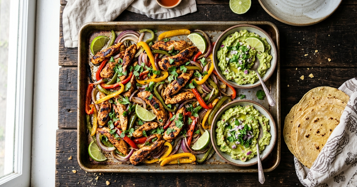Sheet-Pan Chicken Fajitas Recipe (40g Protein, One Pan) | FitFabLiving | Fit and Fab Living