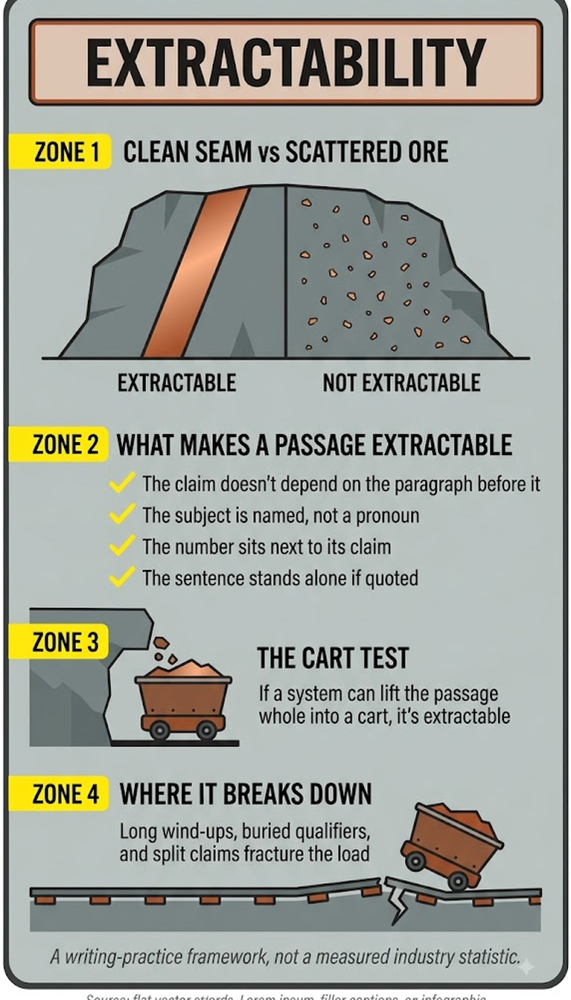 Infographic showing why content in the first 30% of a page earns most AI citations