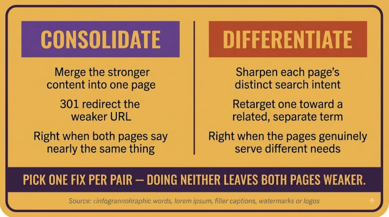 Keyword Cannibalization: consolidate vs differentiate