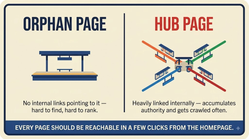 Internal Linking: orphan vs hub